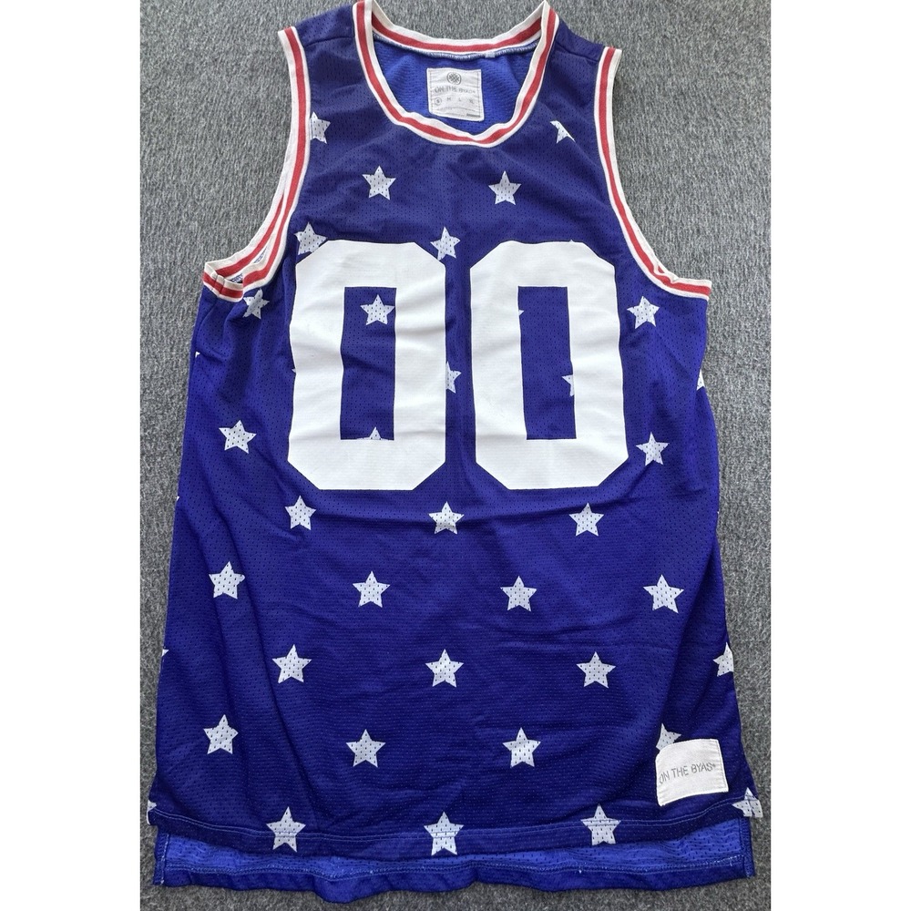 On The Byas Jersey Mens Small Blue American Flag 00 Tank Top Mesh‎ Basketball